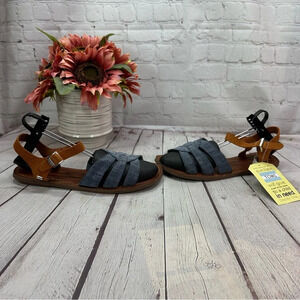 NWT toms zoe sandals chambray brown suede sz 9.5